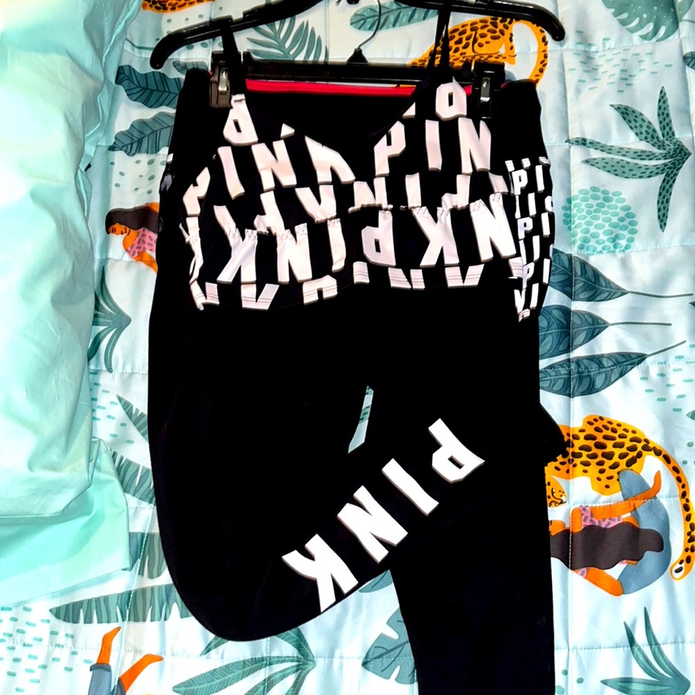 Matching set, bralette and leggings.
